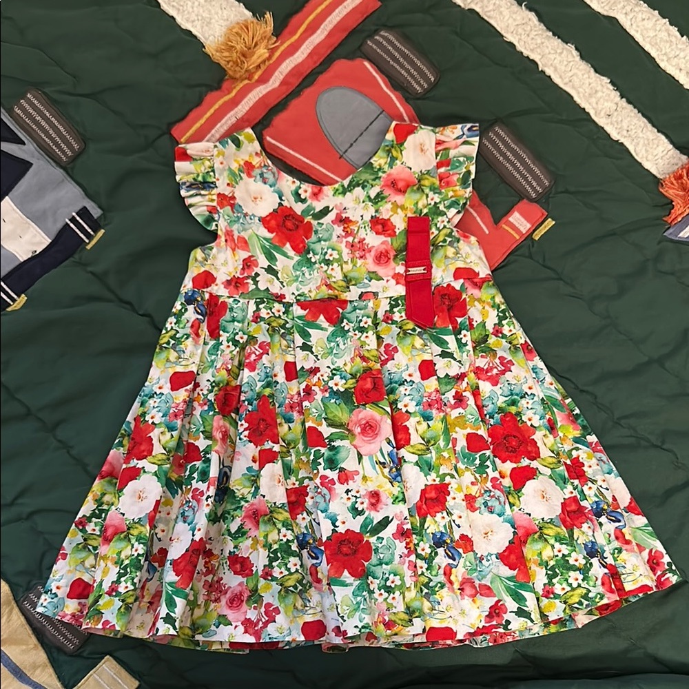 Mayoral Red and Green Floral Kids Dress